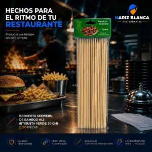 Brocheta skewers de bamboo #12 c/90 piezas (PAQUETE)