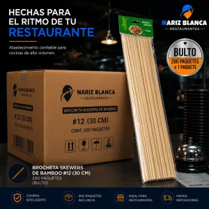 Brocheta skewers de bamboo #12 c/200 paquetes (CAJA)