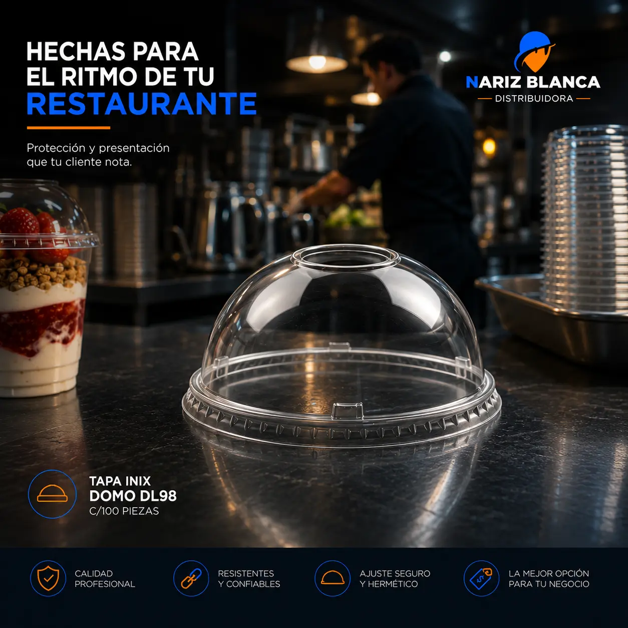 Tapa inix domo DL98 c/100 piezas
